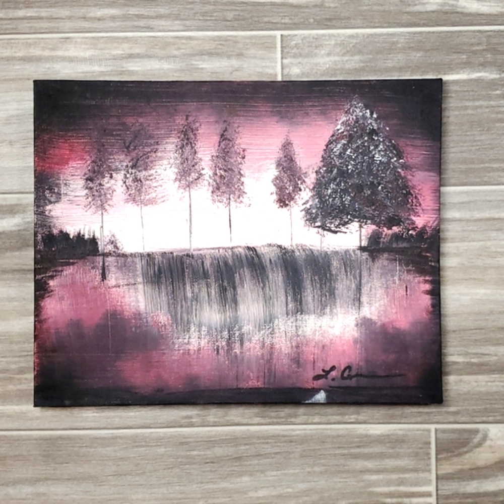 Hand Painted Acrylic Waterfall Wall Art 8" x 10" Canvas